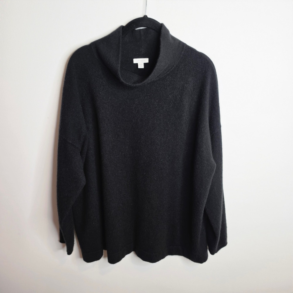 J. Jill Cashmere Pullover Sweater Womens 2X Black Mock Neck Long Sleeve